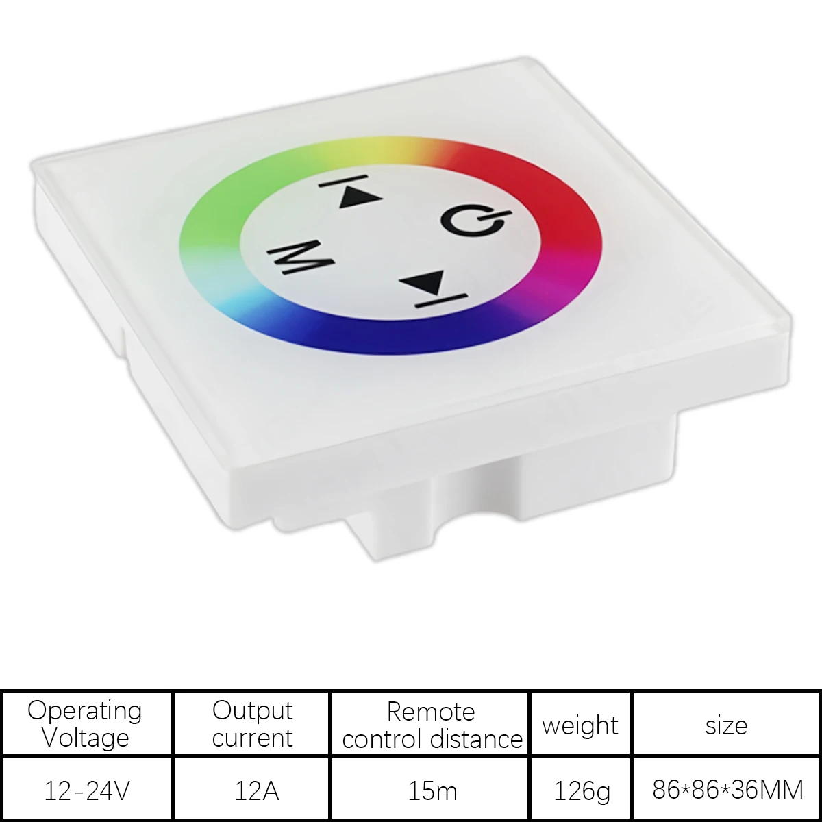 86-Type Touch Glass Panel LED Controller - RGB Dimmer for Strips & Panels