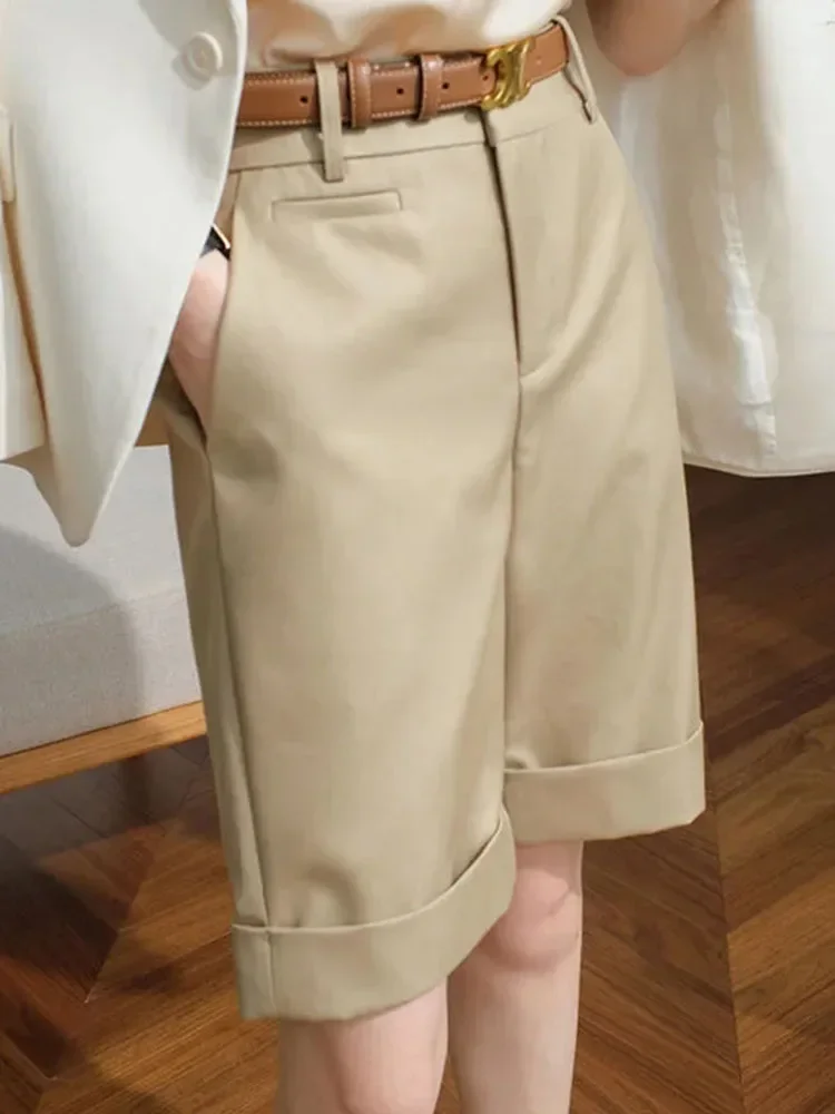 Summer High Waist Straight Cargo Shorts Women Chic Casual Baggy Pantalones Cortos Korean Fashion Loose Classic Solid Short Pants - Image 2