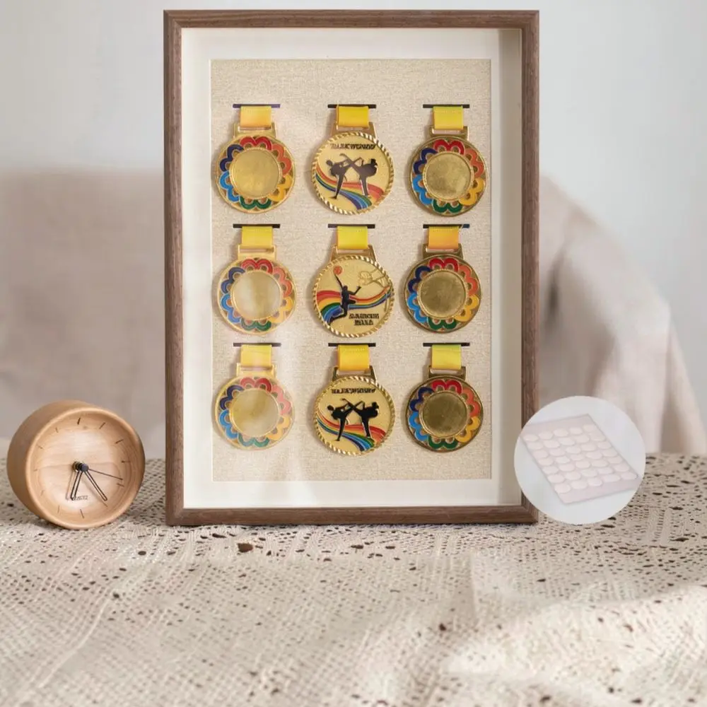 Handcrafted Wooden Medal Display Frame For Marathon Race Awards Ribbon Holder Desktop Shadow Box Wall Mount Decor