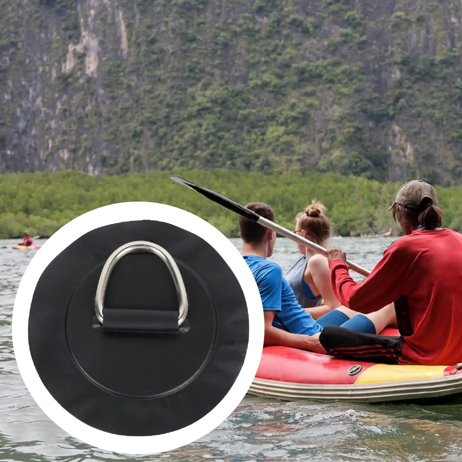 Stainless Steel D Ring Patch Deck Surfboard Accessories D Ring Pad PVC for Rafting Inflatable Boat Kayaking Paddle Board Boating