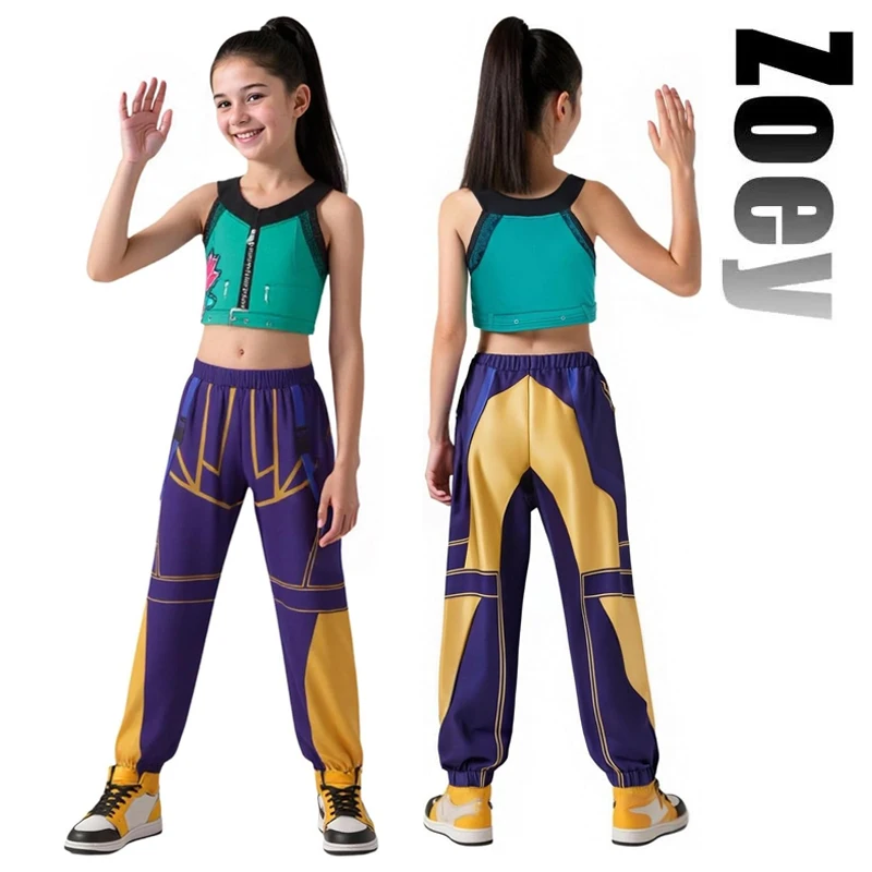 2025 Bambini Zoey Mira Rumi 3D Stampa Costume Cosplay Carnevale di Halloween K-Pop Hunters Ragazza Gruppo Idol Gioco di ruolo Dress Up Outfit