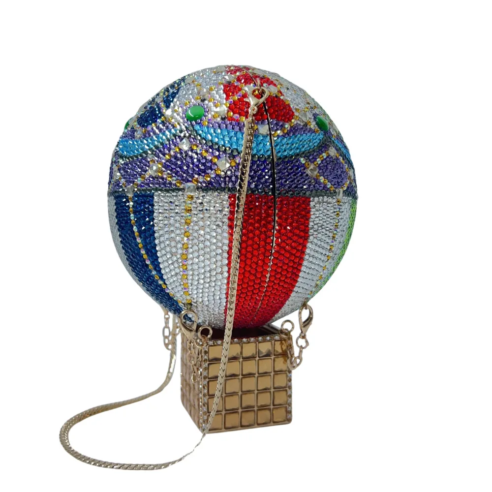 

Balloon Crystal New Hot Air Balloon Diamond Enlaid Dinner Bag Full Diamond Clutch Banquet Women's Bag Designer Luxury Bags Woman