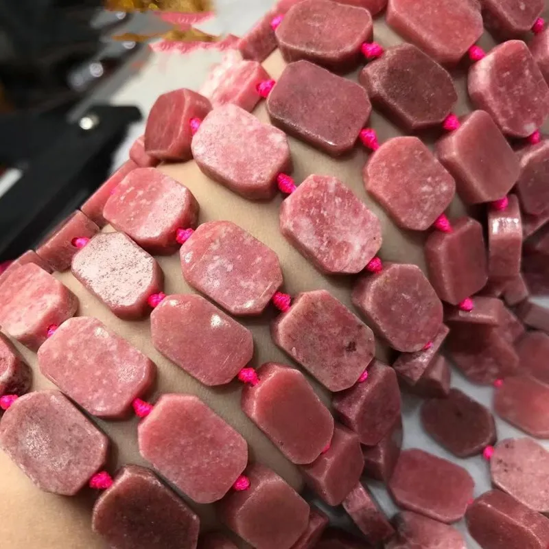 pink rhodonite  loose beads  square  nature  for making jewelry necklace 14inch FPPJ wholesale