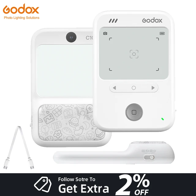 Visor Transparente Godox C100, Câmera Inteligente Transparente com Display HuD Integrado para Vlog, Tira Fotos, Presentes e Brinquedos para Meninas e Crianças