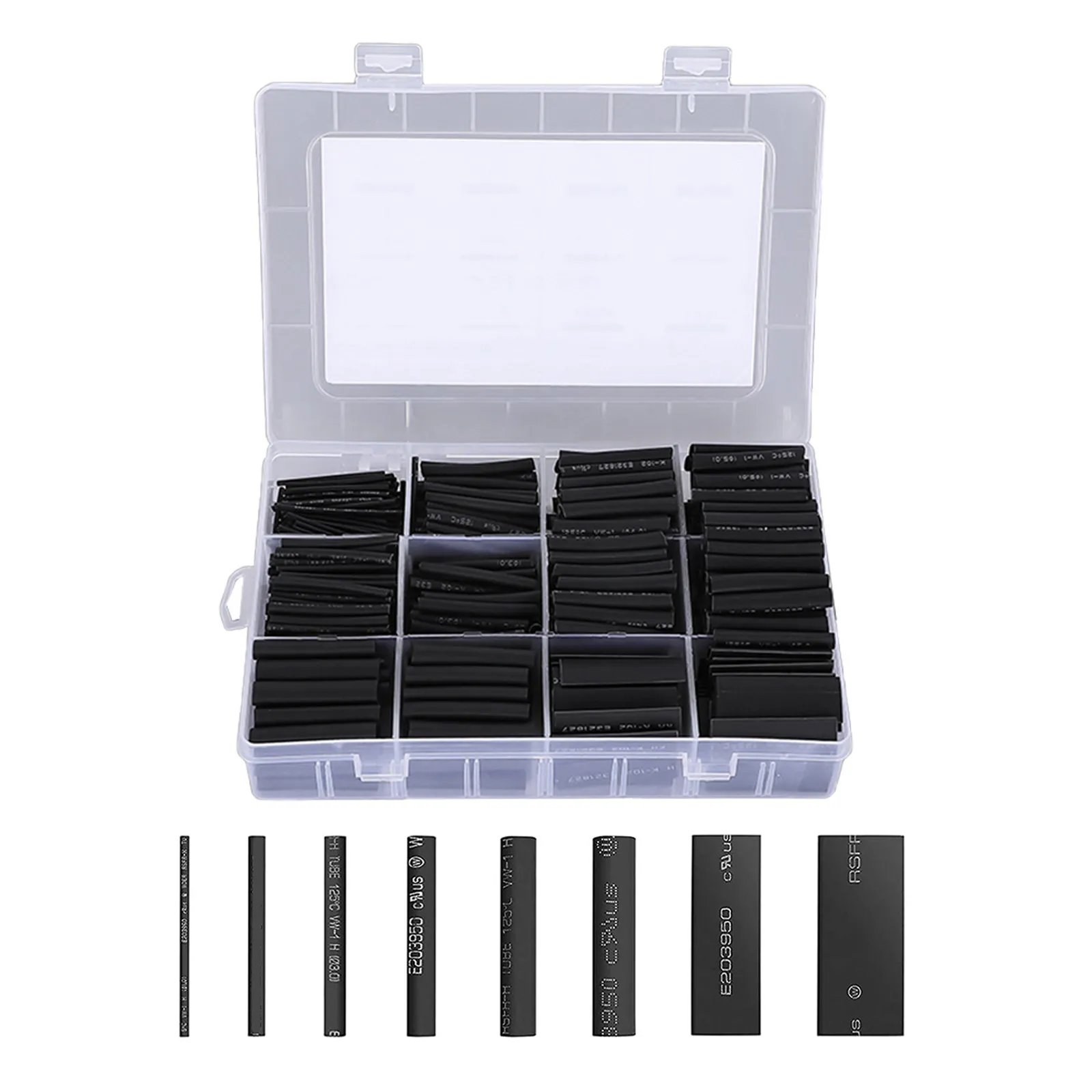650Pcs Heat Shrink Tubing Black High Quality Electrical Safety Wire Harness Protection Auto Repair Accessories Waterproof Shrink