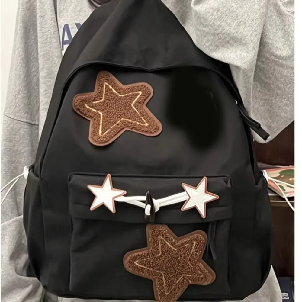 Mochila impermeable de gran capacidad para estudiantes, bolso escolar con patrón de estrellas, bolsos de hombro con cremallera