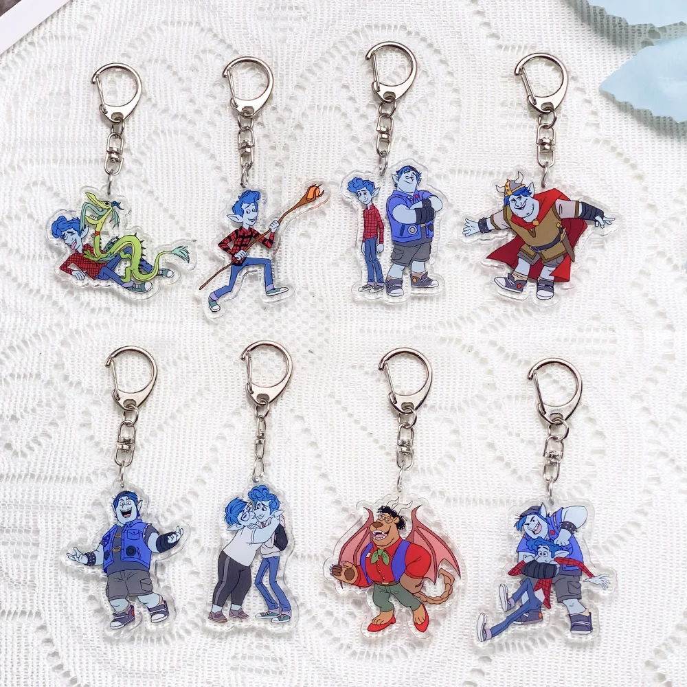 1/21 Piezas Llavero de coche de dibujos animados de Disney Onward, Llaveros de acrílico, Colgantes para bolso, Colgante lindo para mochila, Decoración divertida, Regalo para amigos