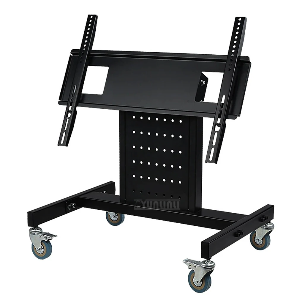 Supporto TV corto universale Carrello da pavimento da 32-65 pollici con gancio TV ad angolo di 45 gradi regolabile