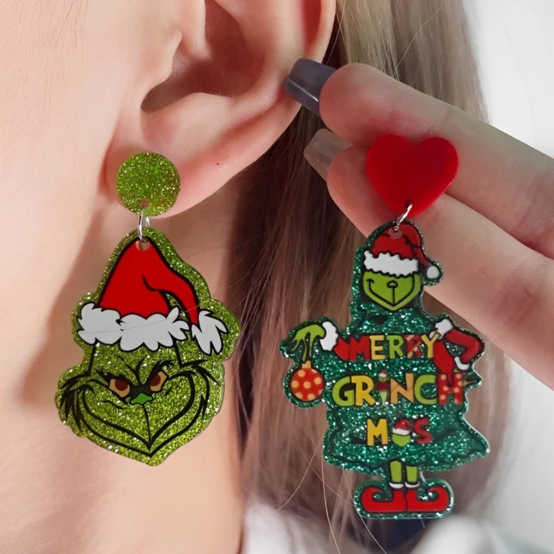 Christmas Earrings for Women 2 Pairs Stud Earrings Acrylic Lightweight Christmas Stud Earring Claus Snowman Holiday Jewelry