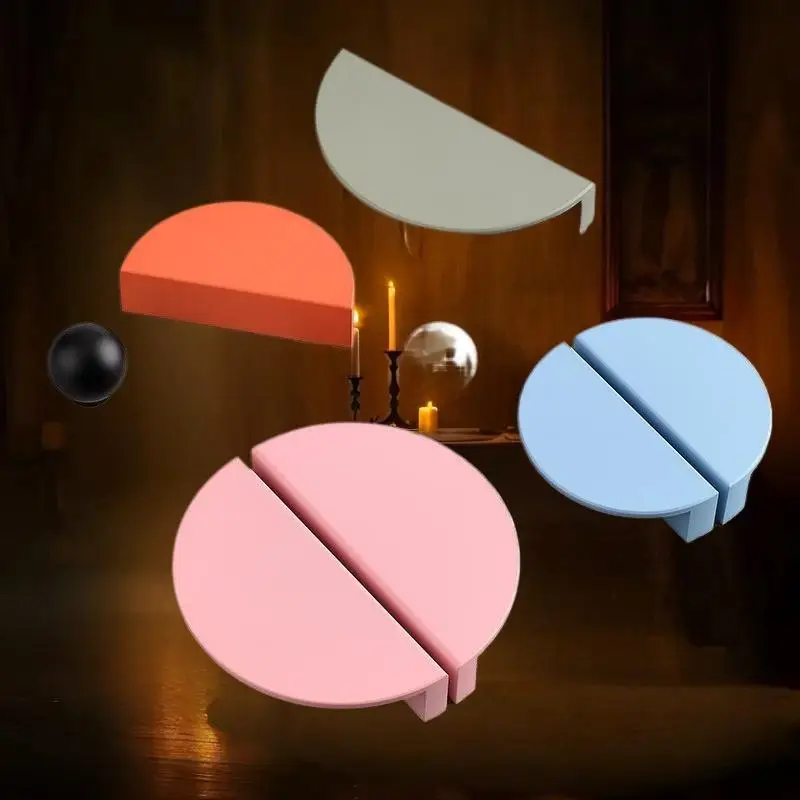 1Piece Colorful Kitchen Cabinet Handles Wardrobe Door Drawer Knob Semi-circular Cream Style Children's Room Color Handle Pairing