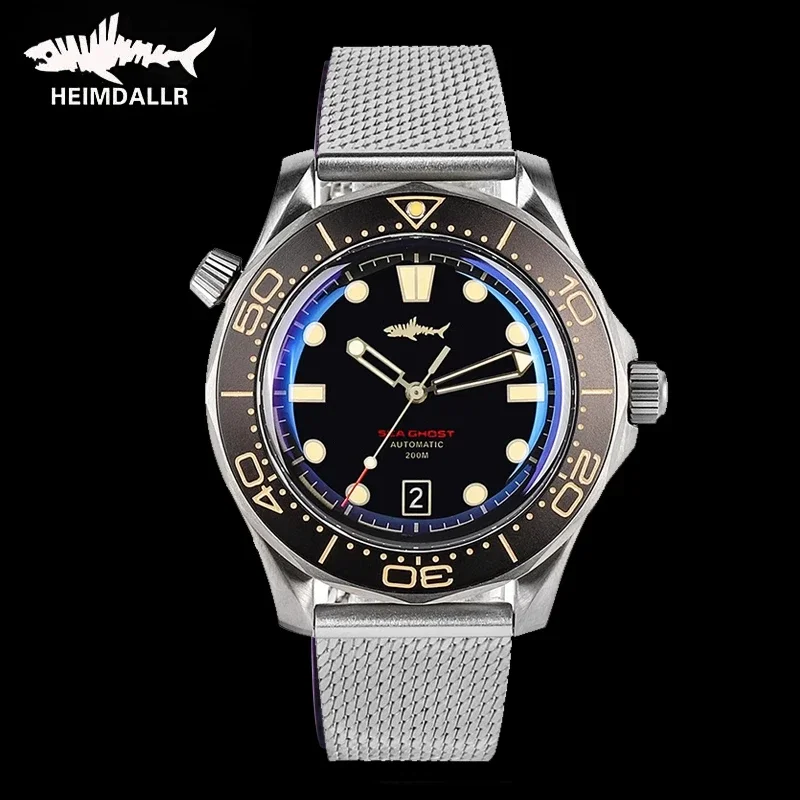 

Heimdallr Watch Titanium Sea Ghost NTTD NH35 Automatic Mechanical C3 Luminous Steel Nylon White Black Dial 200M Dive Watches Men