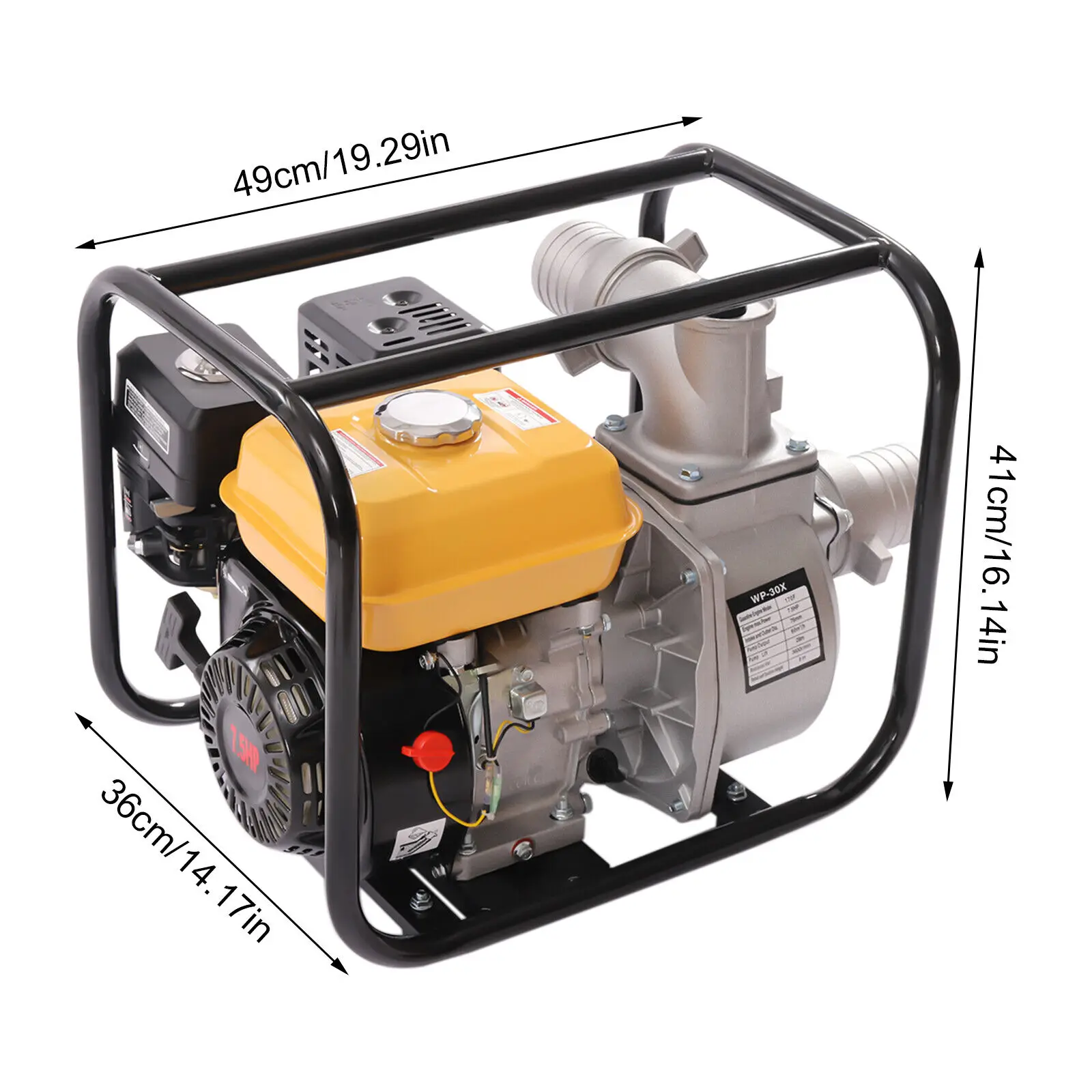 Gasoline Engine Water Pump, 3 inch 7.5HP 4-Stroke 210CC Gas Powered Trash Water Transfer Pump High Pressure for Irrigation Pool