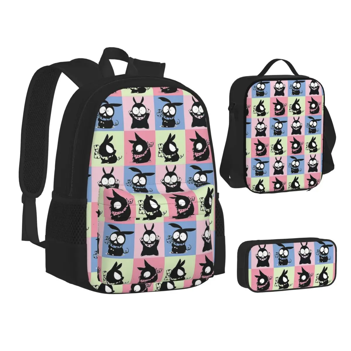 

P Chan Ranma Backpacks Boys Girls Bookbag School Bags Kids Rucksack Lunch Bag Pen Bag Three-Piece Set