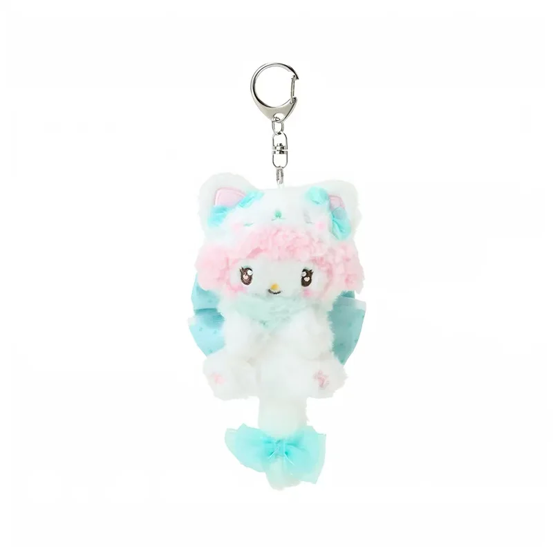 Sanrio cream cat series kitty my melody Sweet Piano plush keychain kuromi cinnamoroll fluffy tail doll pendant backpack charm view 2