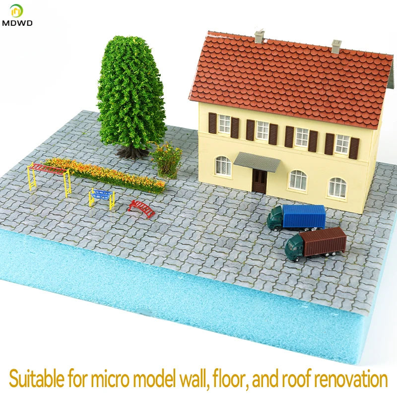 2 szt. 20*30cm samoprzylepna miniaturowa podłoga Diy akcesoria do robienia modeli zestawy symulacyjne do dekoracji dla dioramy tapeta dom