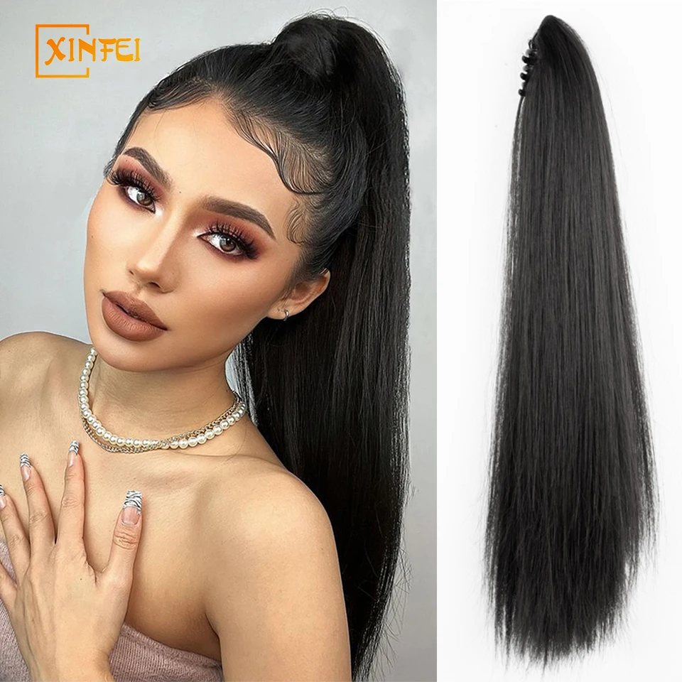 

Synthetic Wig Ponytail Female Grasping Clip Black Long Straight Hair Natural Fluffy Increase Hair High Ponytail Wig Braid