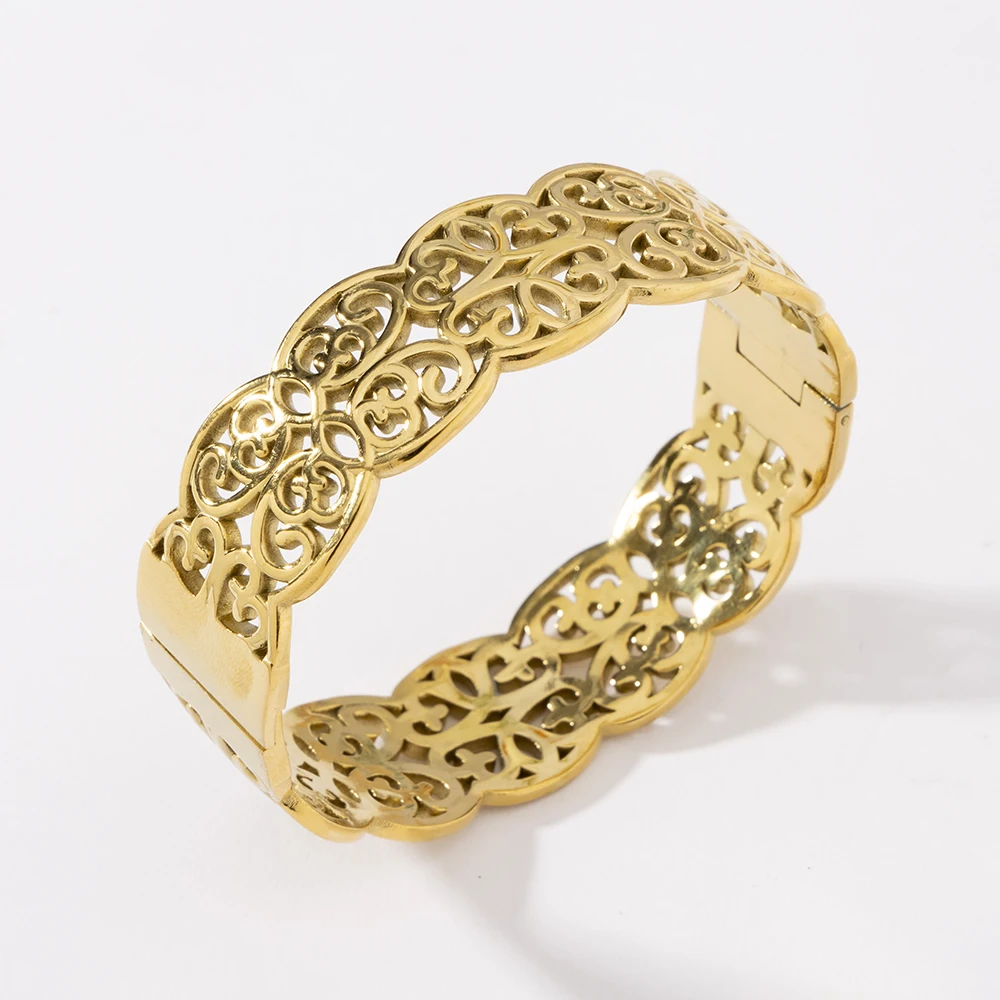 LUIZADA Vintage vergoldetes Armband für Frauen, Edelstahl, Luxus-Armreif für afrikanische Hochzeit, neue exquisite Braut, Verlobung – Detail 13