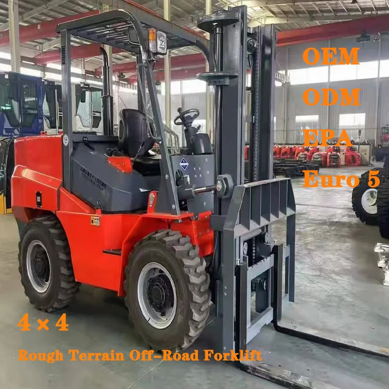 Four Wheels 3-6 Ton Chinese Low Price All Rough Terrain off-Road  Forklift Trucks CE ISO Japanese Engine Forklift Factory Direct