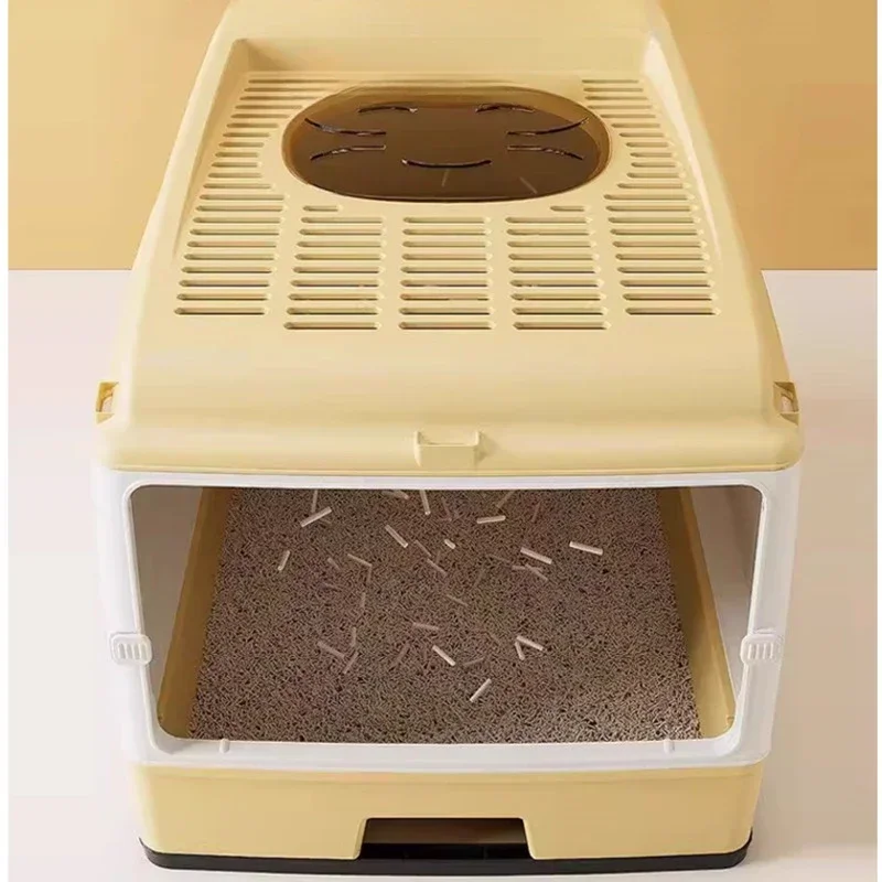 Fully Enclosed Sandboxes for Cats Folding Design Cat Toilet Convenient Drawer Litter Box Dust Odor Repellent Pet Products