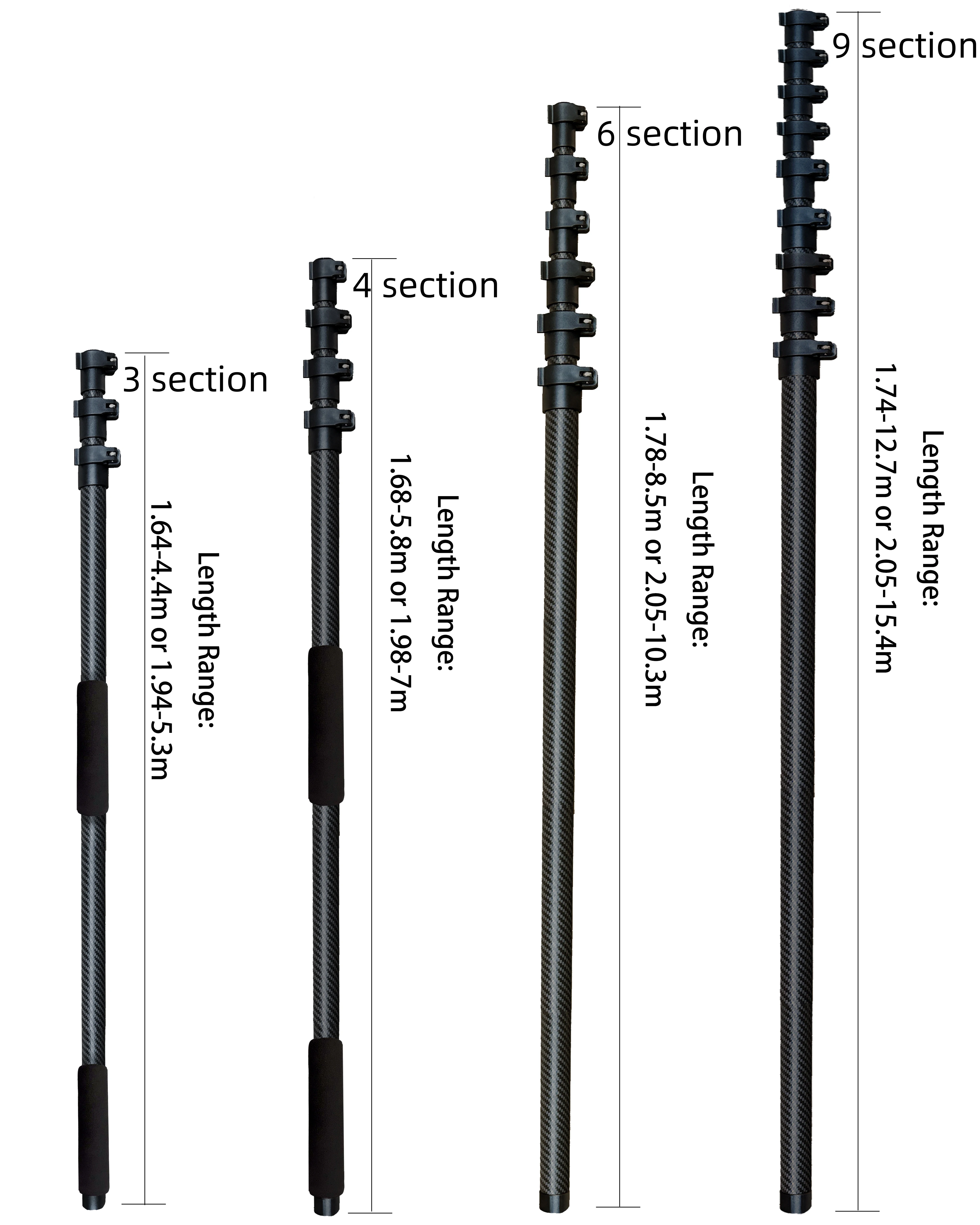 10.8M/33FT carbon fiber telescopic rod for high window cleaning and solar panel cleaning multi-function