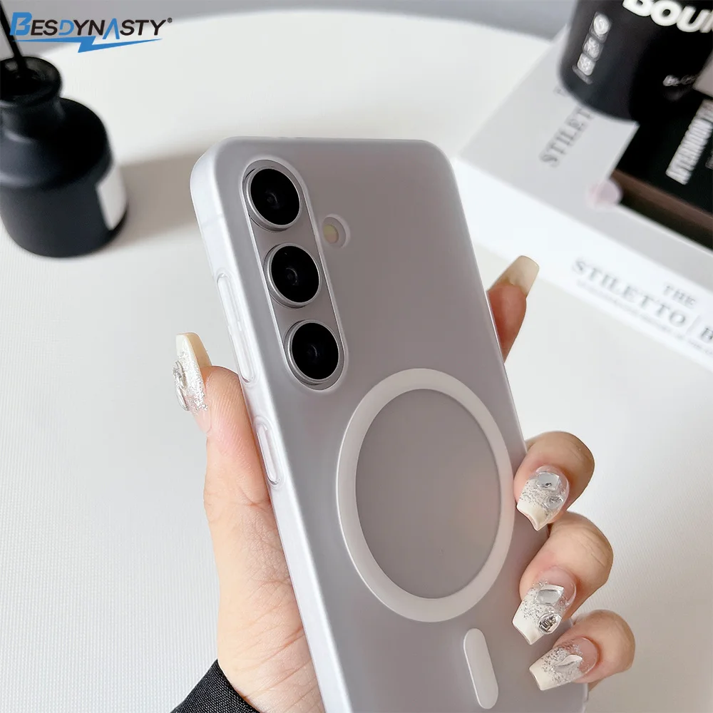 Funda magnética para carga inalámbrica Magsafe, funda dura translúcida mate para Samsung S26 Ultra S25 S24 S23 S22 Plus FE S25 Edge