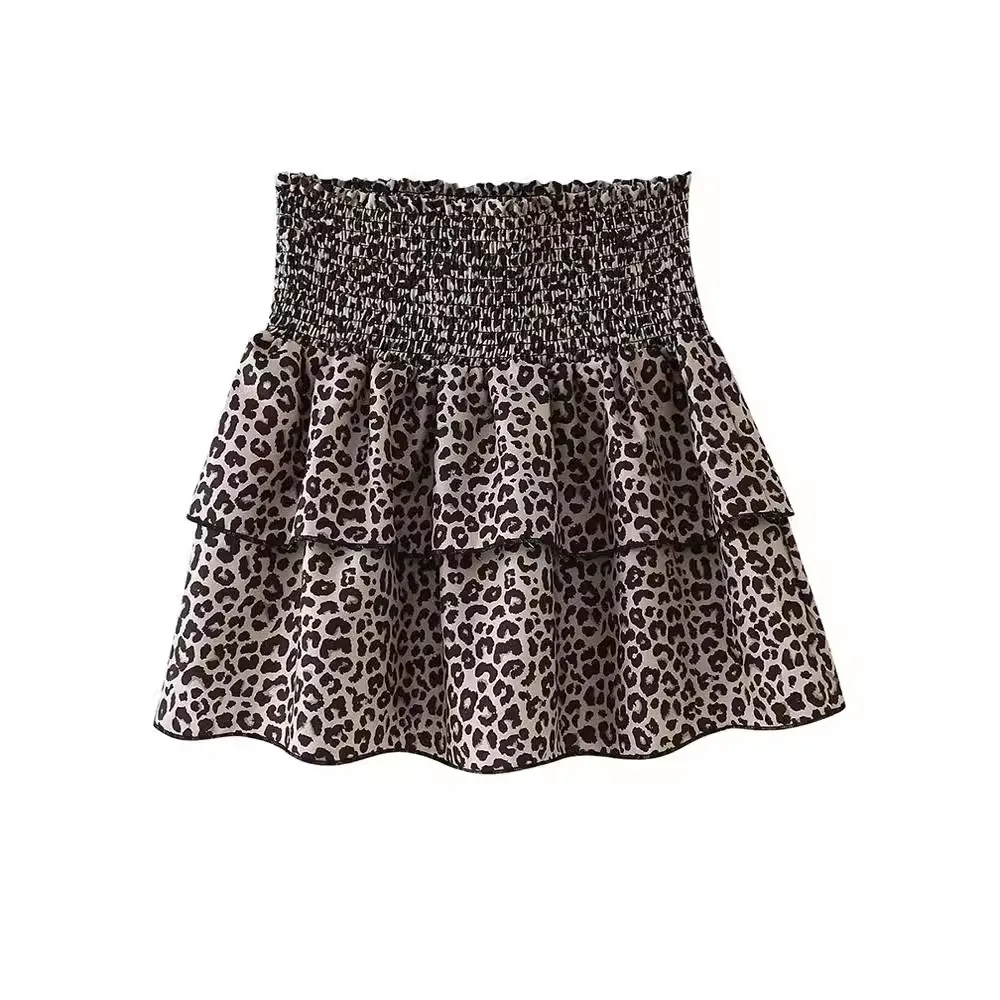 

Sexy Leopard Print Ladies Cake Hemline Short Women Sweet 2024 New Lace Mini Ladies Waist Waist Skirt