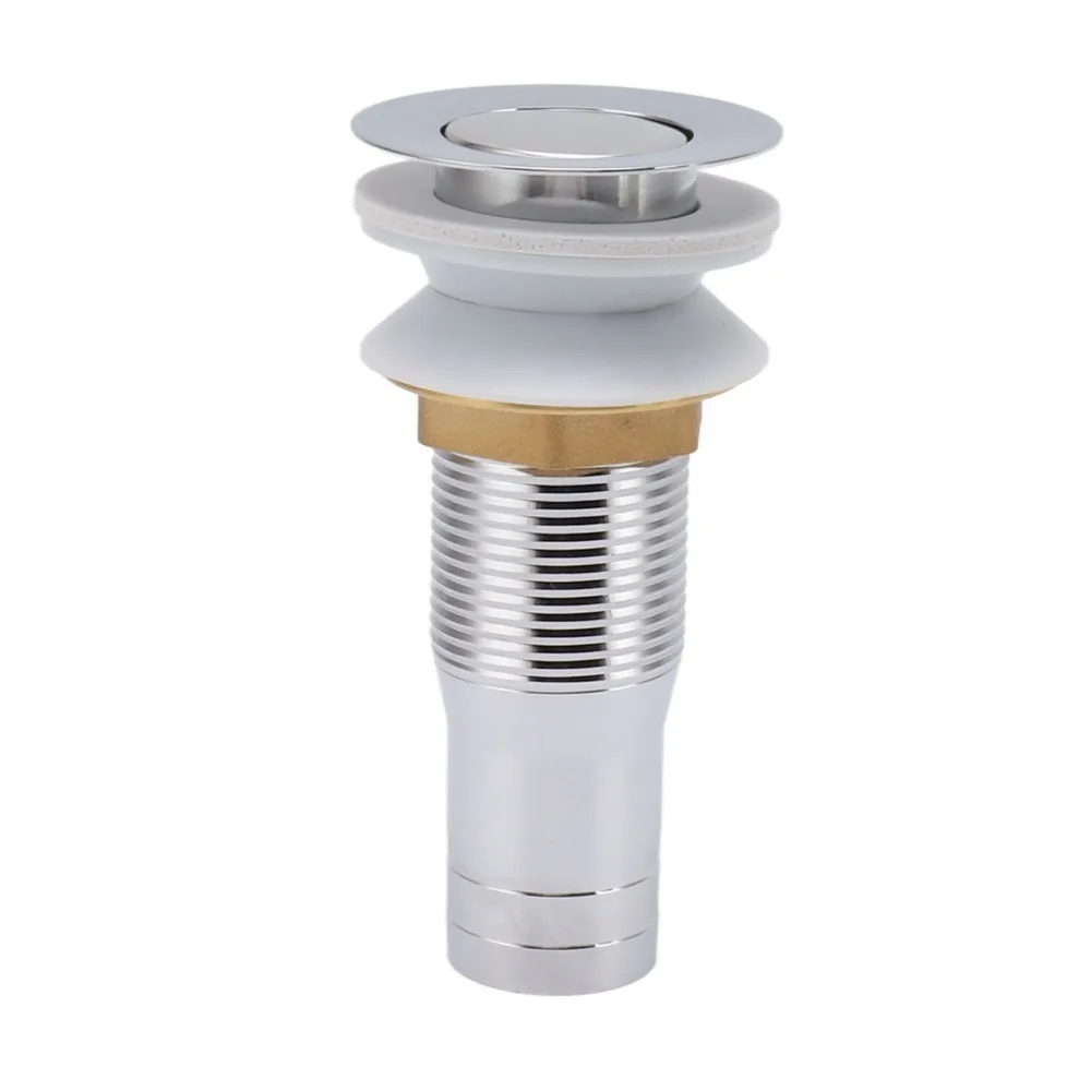 with Overflow Bathroom Sink Drain Flip Top Stainless Steel Drain Stopper Short Design Polished Electroplated