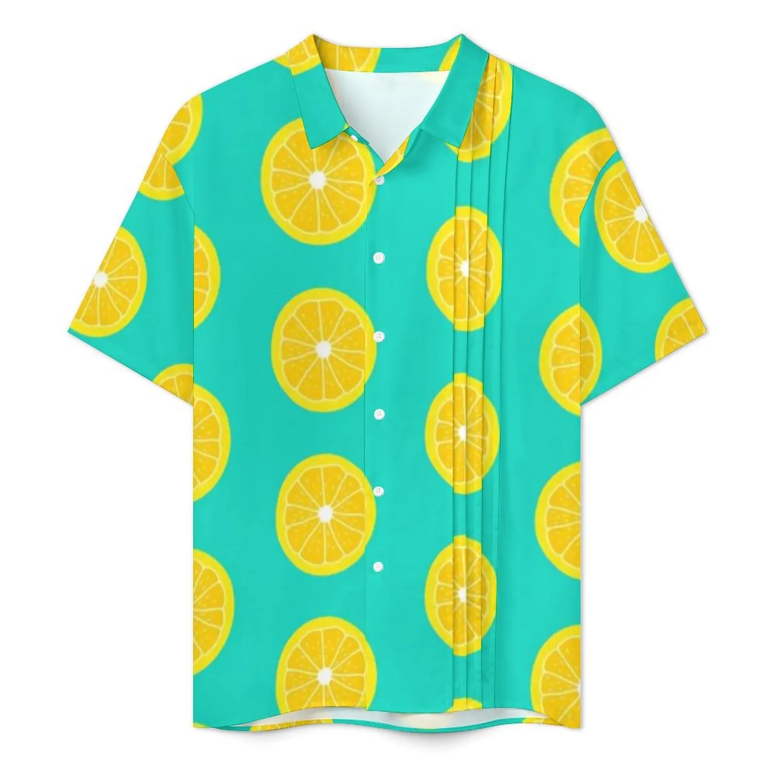 Lemon Slice Summer Shirt For Men Beach Adorable Yellow Lemons Casual Shirts Short Sleeve Street Style Vintage Plus Size Blouses