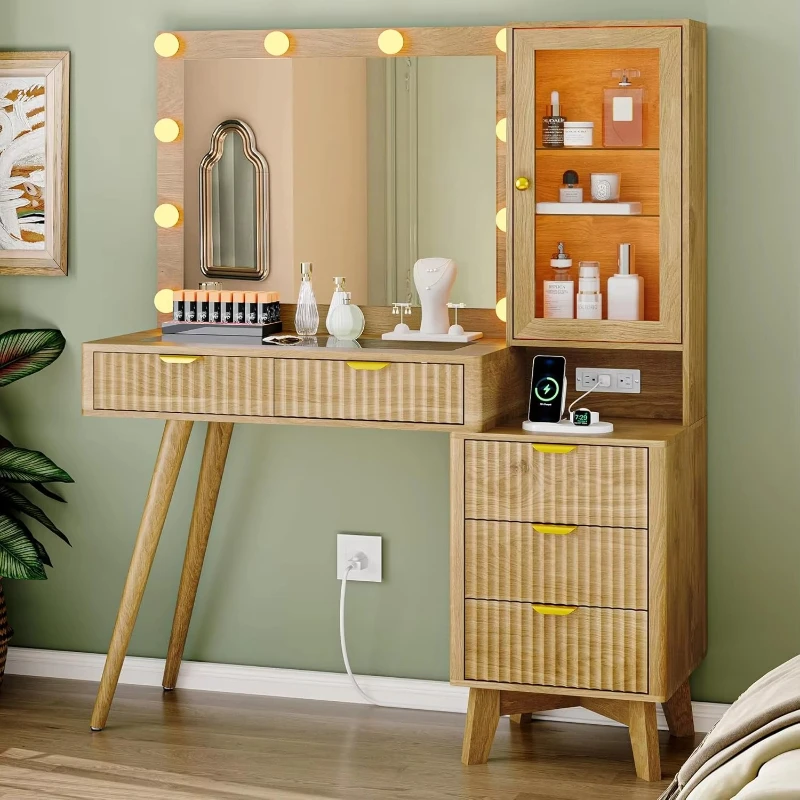 

Dresser Five Drawer RGB Ambient Light Smart Socket Locker Adjustable