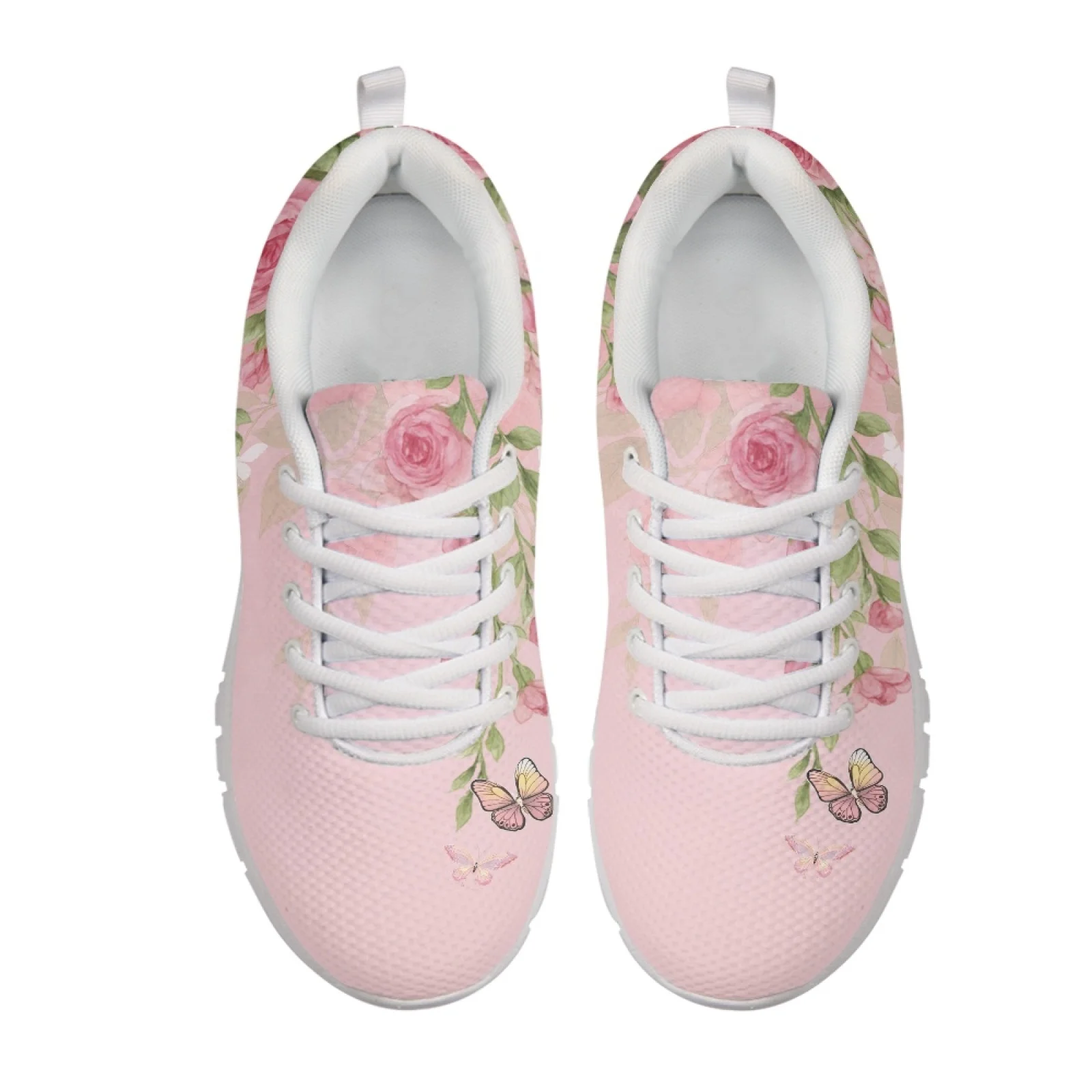 Coloranimal Heart Rose Print 2026 Collection Lace Up Walking Shoes Mesh & EVA Sole Athletic Sport Shoes Sports Tennis Shoes