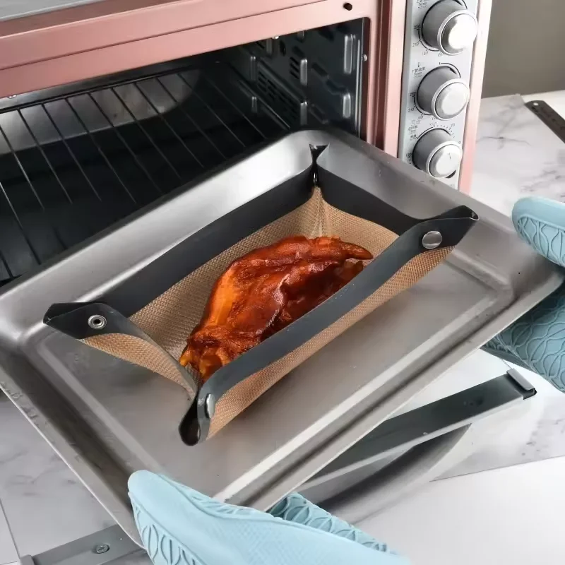 Snap-lock Silicone Baking Mat-non-stick Oven Liner With Heat Resistant & Leakproof Design, Reusable Cookie Sheet For Home Baking