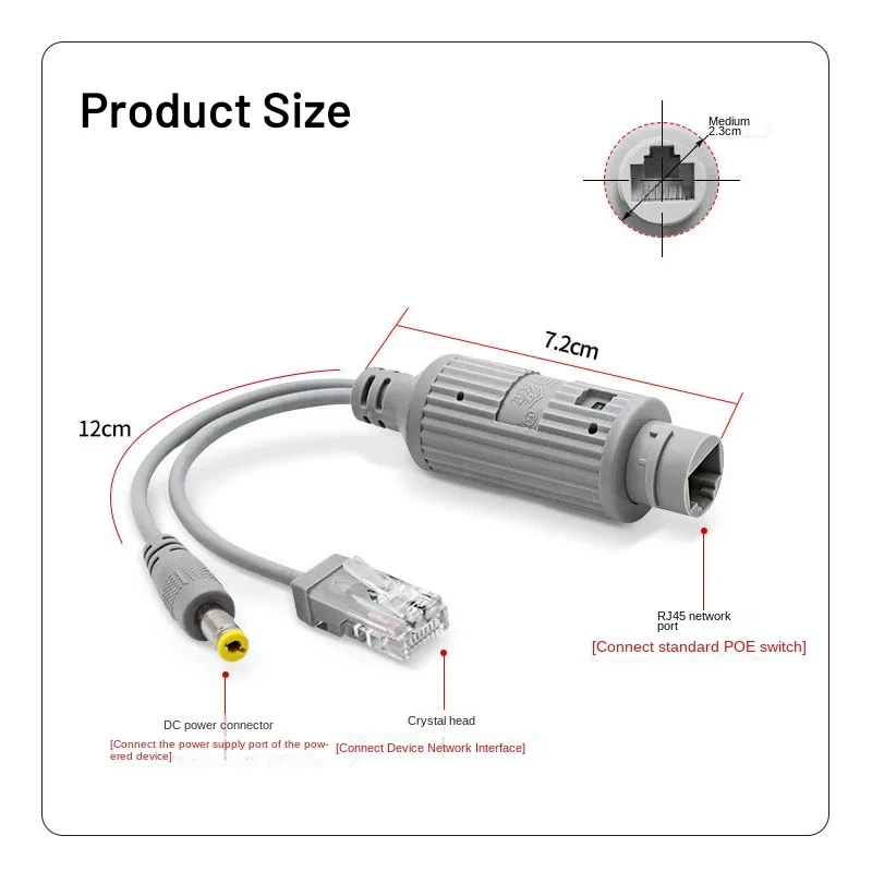 POE Spliter Waterprrof 48V to 12V With Video And Power Adapter Cable Supply Module Injector for IP Camera extender
