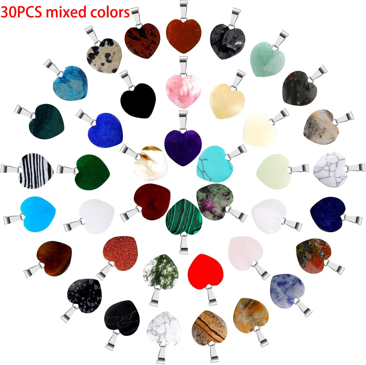 10/20/30PCS Natural Crystal Bulk Assorted Stone Pendant Charms