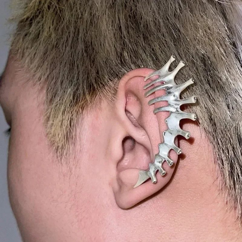 2026 New Thorn Spine Bone Ear Clip Mechanical Wind Ear Hanging Special-shaped Senior Earless Men and Women Jewelry Gift