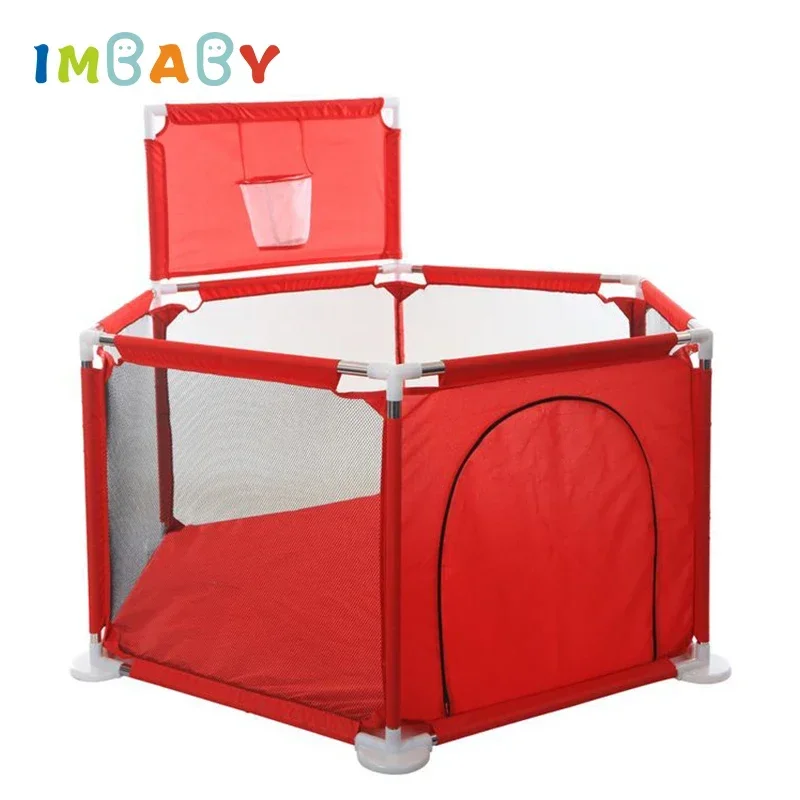 Hexagon Type Playpen for Children Indoor Infant Playground Fence Toddler Baby Red Color Safety Guardrail Park Without Ball