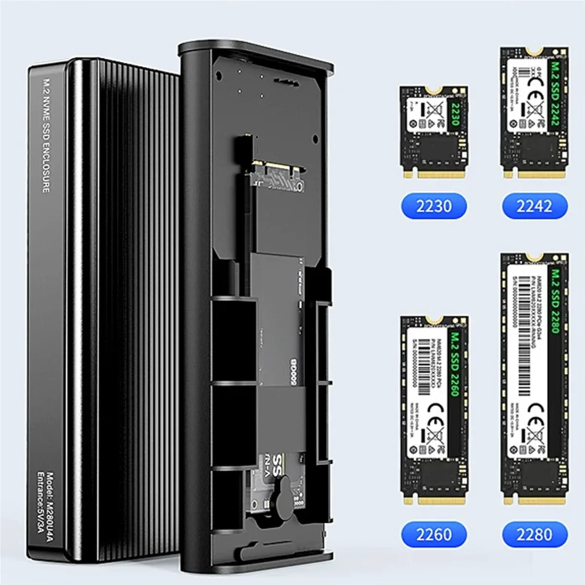 SSD enclosureUSB 4.0 40Gbps M.2 NVMe SSD Enclosure for 4/3 USB 3.2/3.1/3.0 ASM2464 External Hard Drive Case for PC