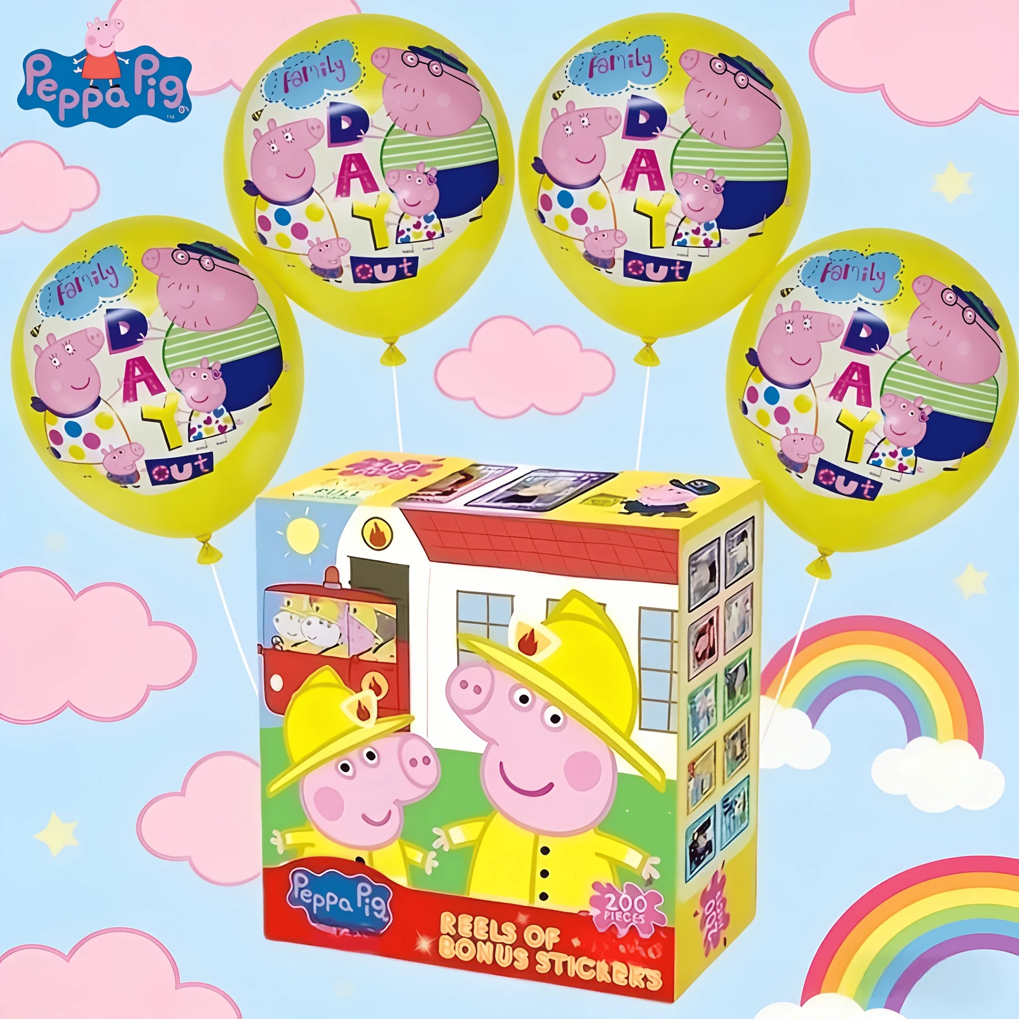 Yellow Peppa Pig themed Festival Party Birthday Decor Balloon Sticker Combo Set for Family Gatherings and Party Decorations with view 2