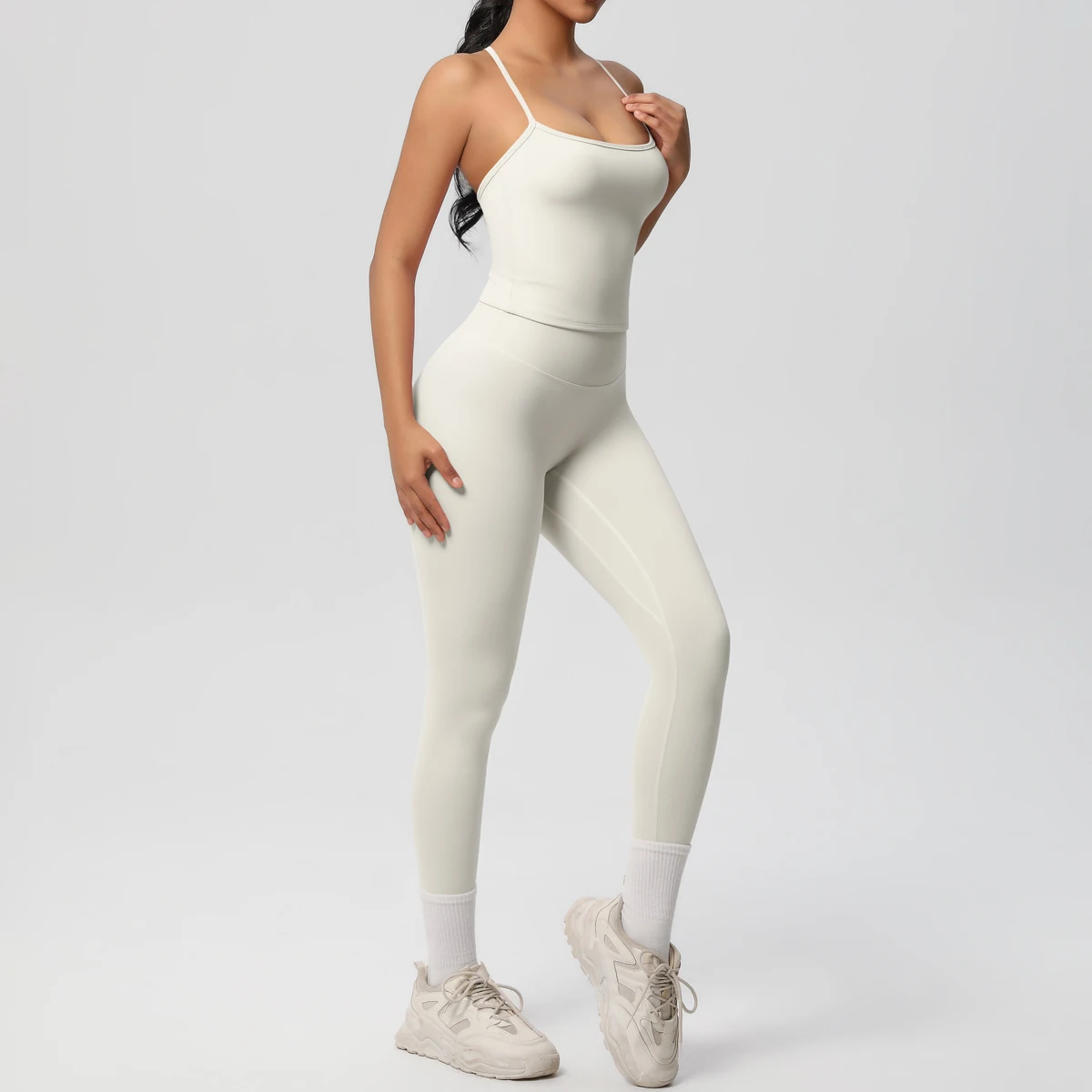 Halter Yoga Top Set Fitness Gym Anzug Training Ärmellose Sport Gym Tops Crossover Zurück Sport Unterwäsche Bauch-steuer Abnehmen – Detail 22