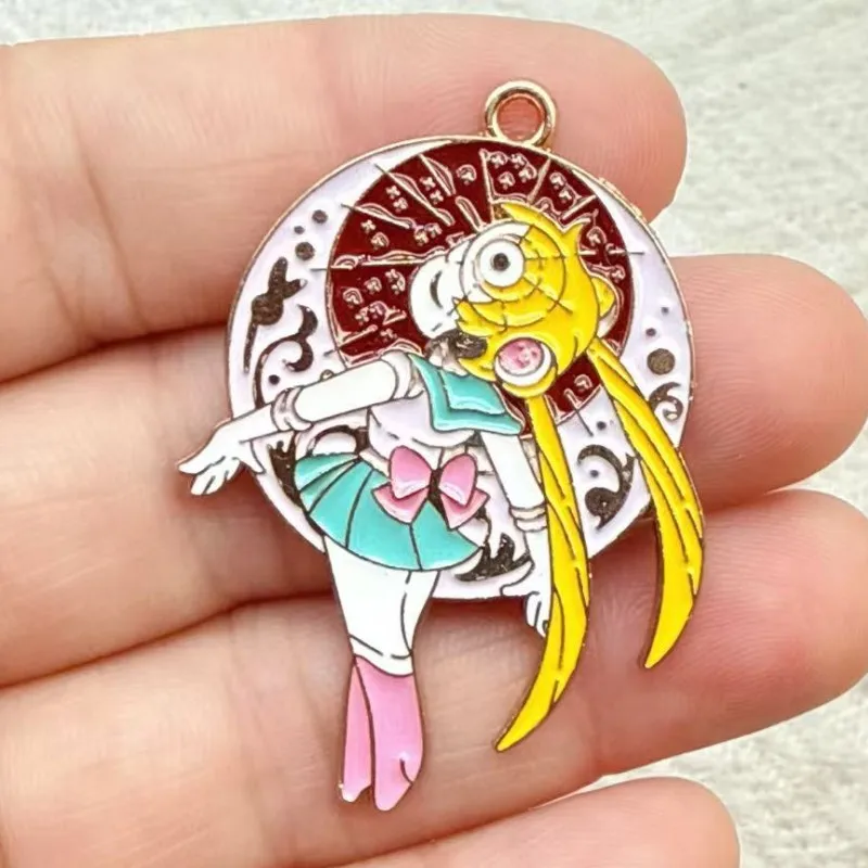 10PCS DIY Cute Sailor Moon Anime Metal Charming DIY Keychain Pendants Fashion Jewelry Phone Backpack Accessory Gifts view 4
