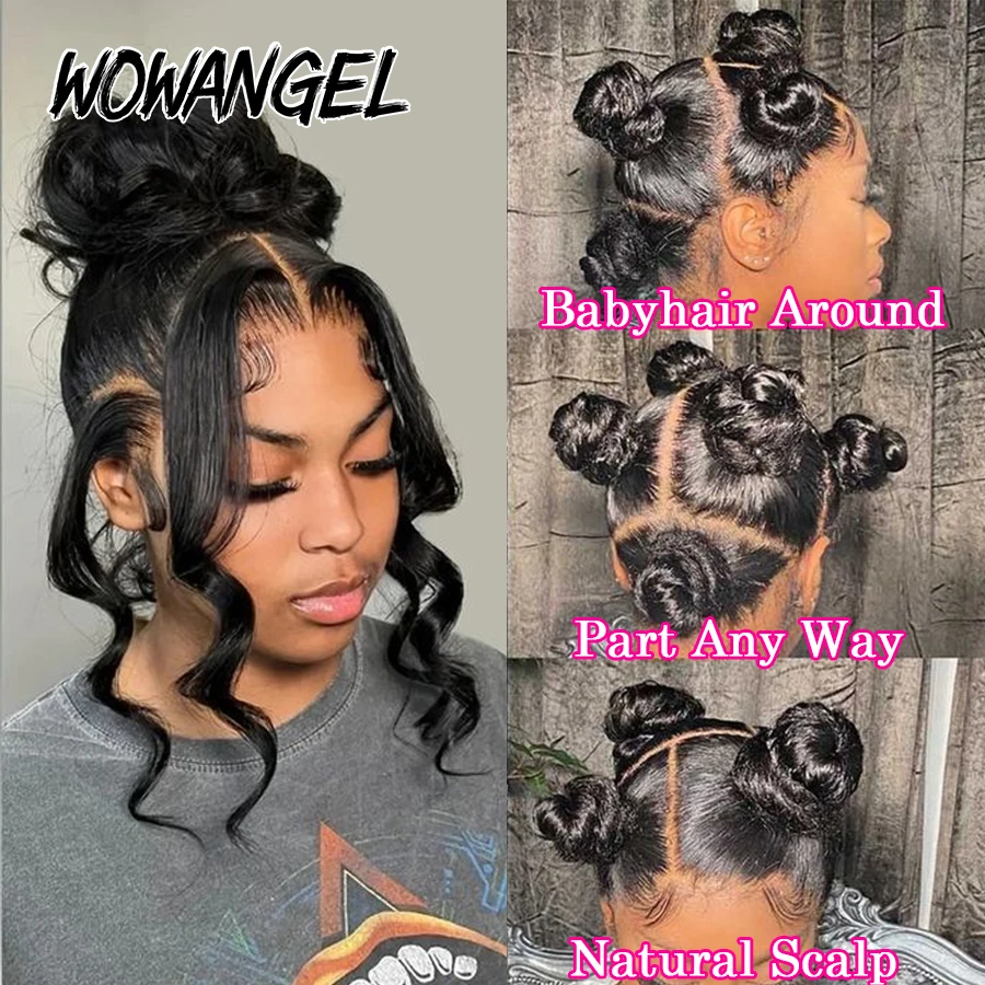 Wow Angel 150% Full Lace Wigs 26in Straight Human Hair Wigs HD Lace Skins Melted Natural Scalp Free Part Remy Brazilian Hair
