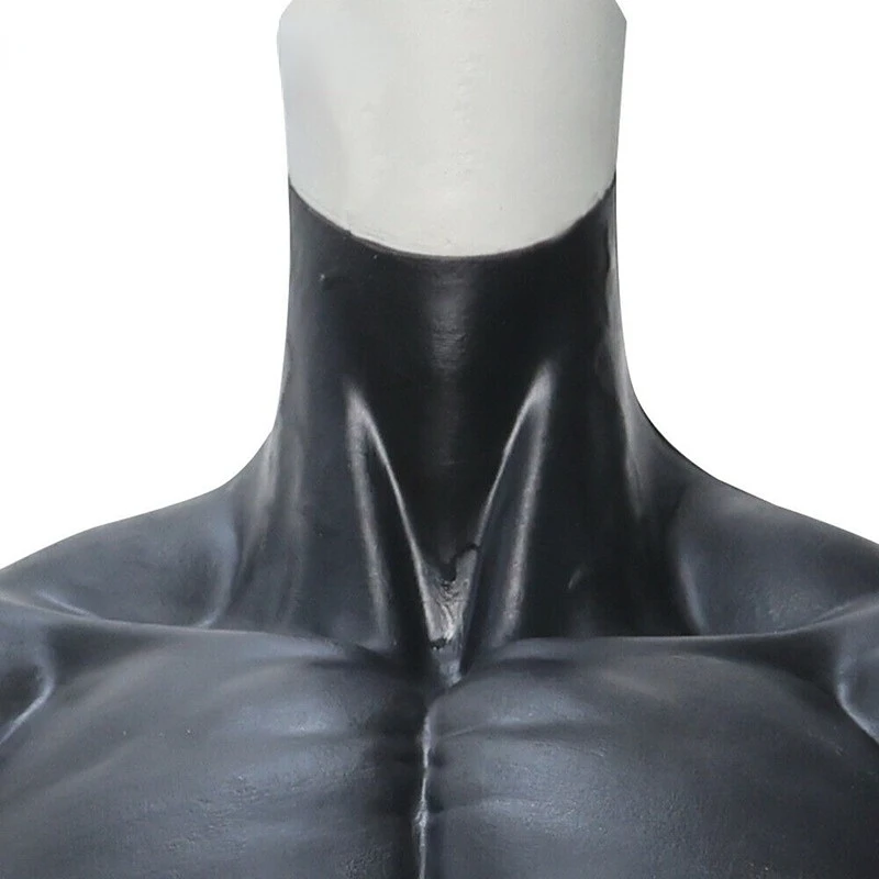 Silicone Muscle Black Suit Fake Boobs Belly for Stage Cosplay Fake Belly Suit Masquerade Performance Costume