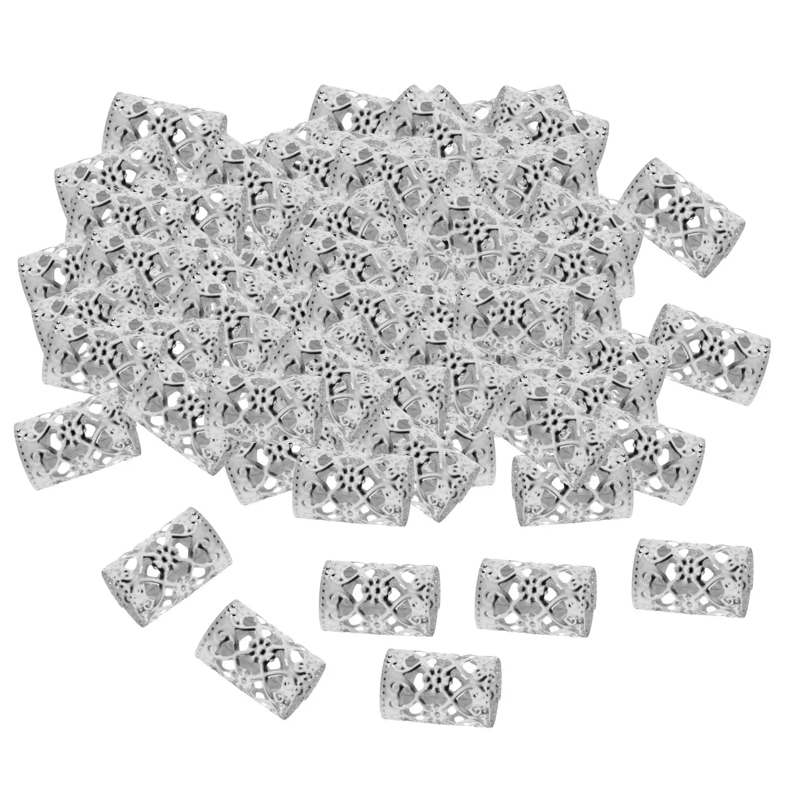 100pcs Women Hair Braid Ring Beads Dreadlocks Cuff for Hair Bun extension Jewelry Decor