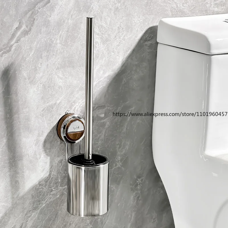 

Щетка для унитаза из нержавеющей стали на присоске, настенный специальный инструмент для ванной комнаты без мертвого угла для чистки унитаза