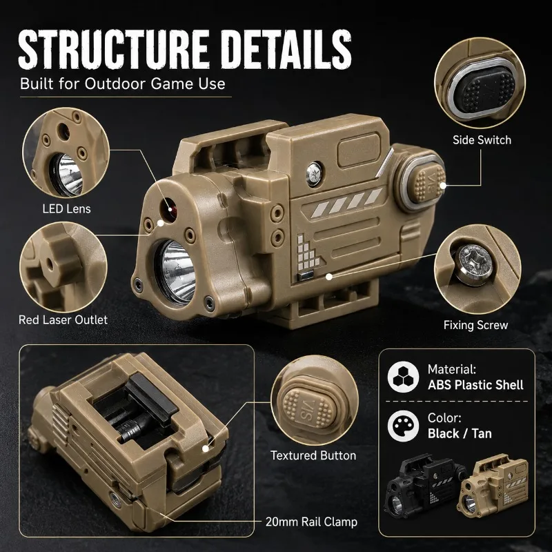 SBAL PL Combo Laser Flashlight Red Dot LED Torch Fit 20mm Rail Airsoft Outdoor Game Toy Accessories view 5