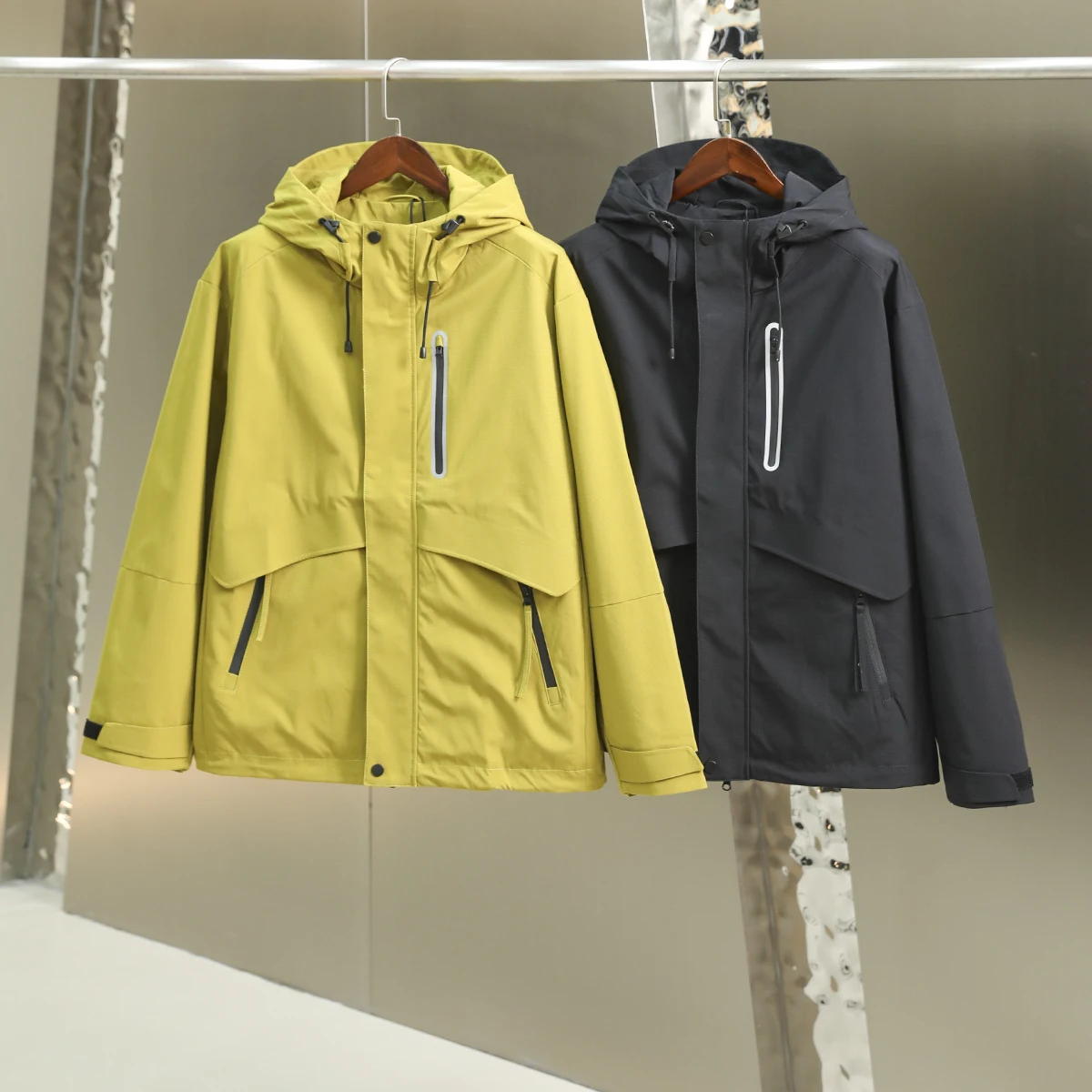 

Men's Hooded down Jaet Outdoor Windproof Tee-dimensional Tailoring Pred S Fabric Zipper Closure Stand Fit Faio...