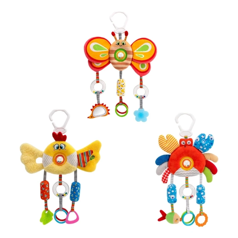 090B Newborns Sensory Toy Spinable Crib Mobile Soft Textures Visual Tracking Sound Recognition