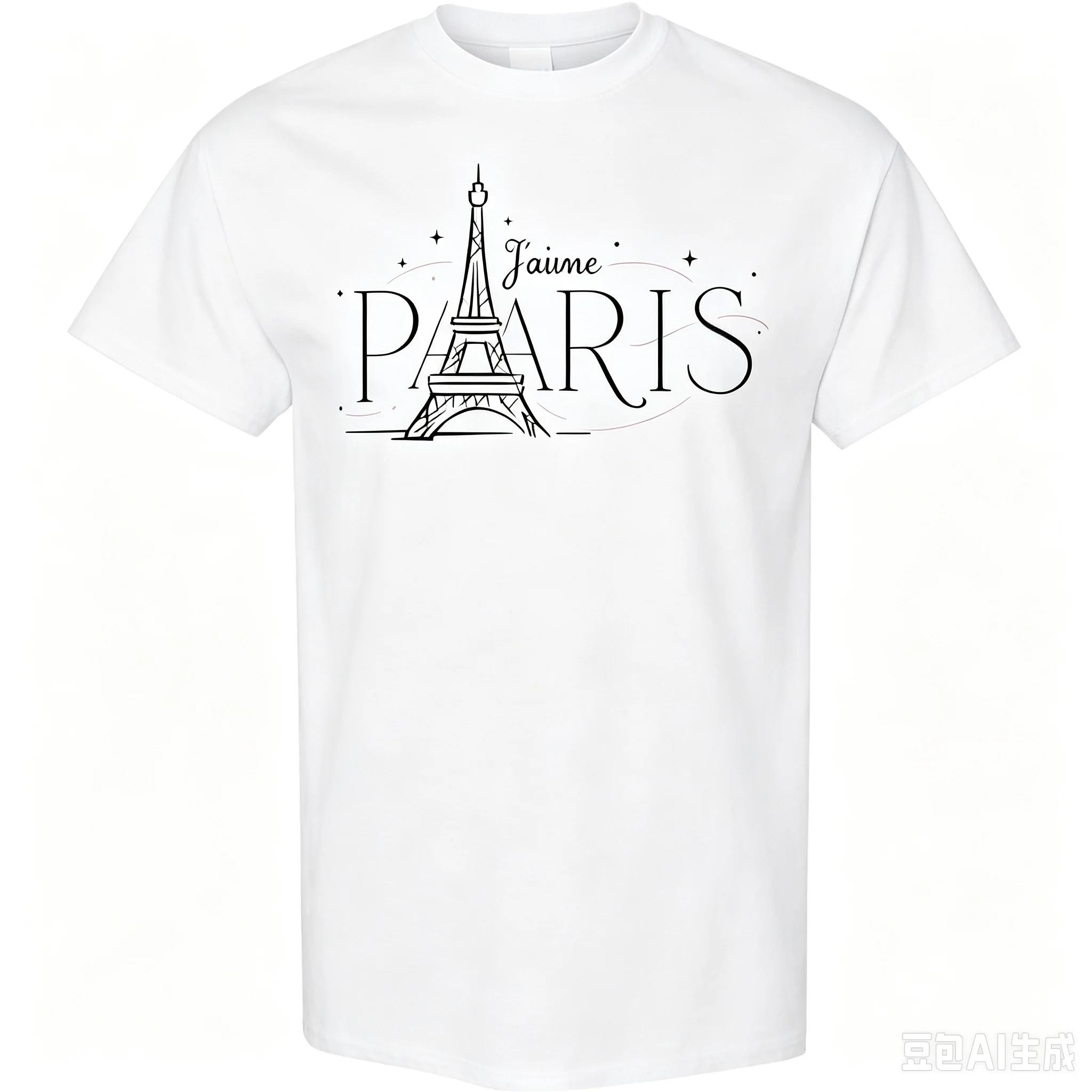 J'aime Paris Letter Eiffel Tower Print T‑Shirt For Men French Style Loose Short Sleeve Travel Top