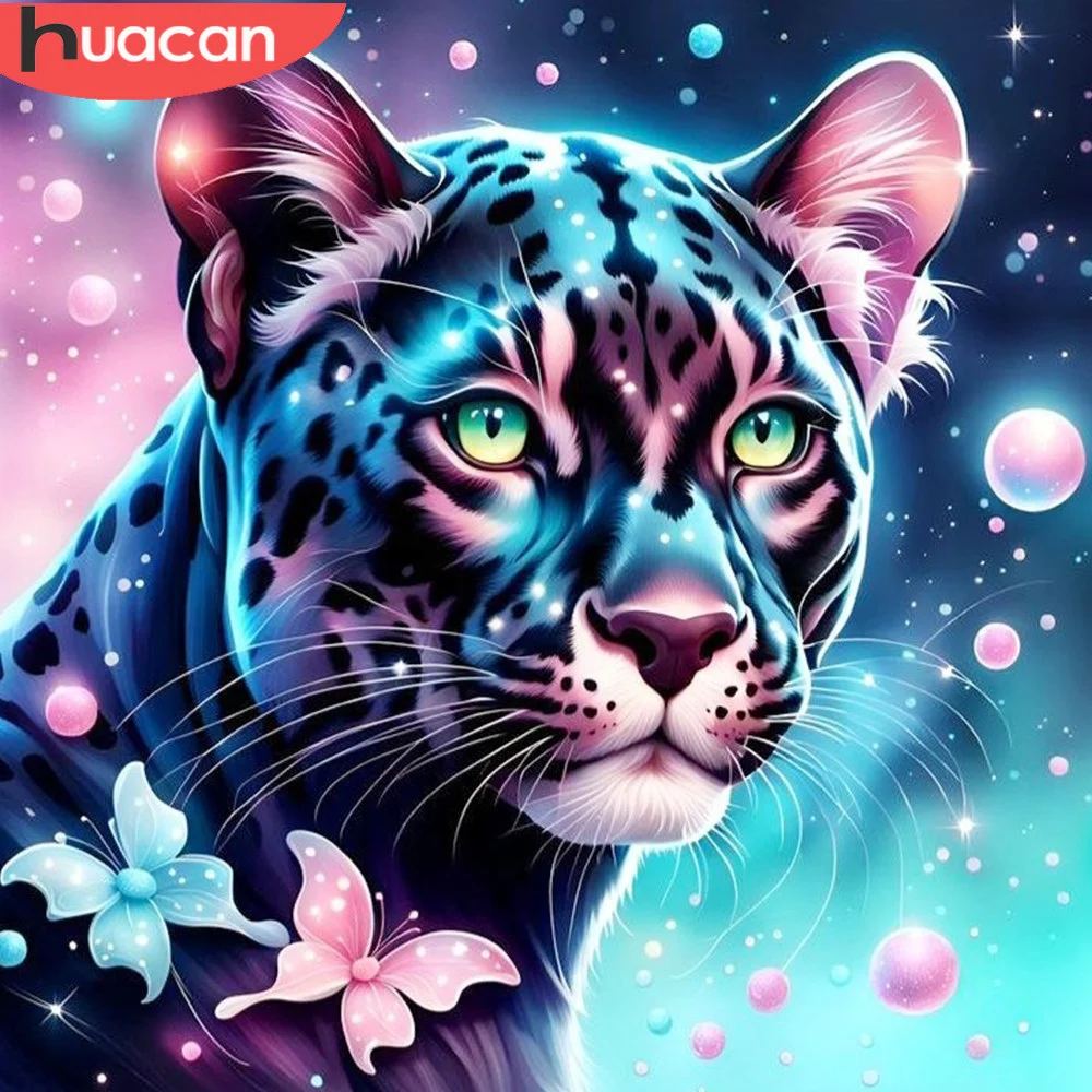 Huacan Diamant Mosaik Tier Leopard Malerei komplette Kit Stickerei Blumen bild Strass Dekoration Wohnzimmer