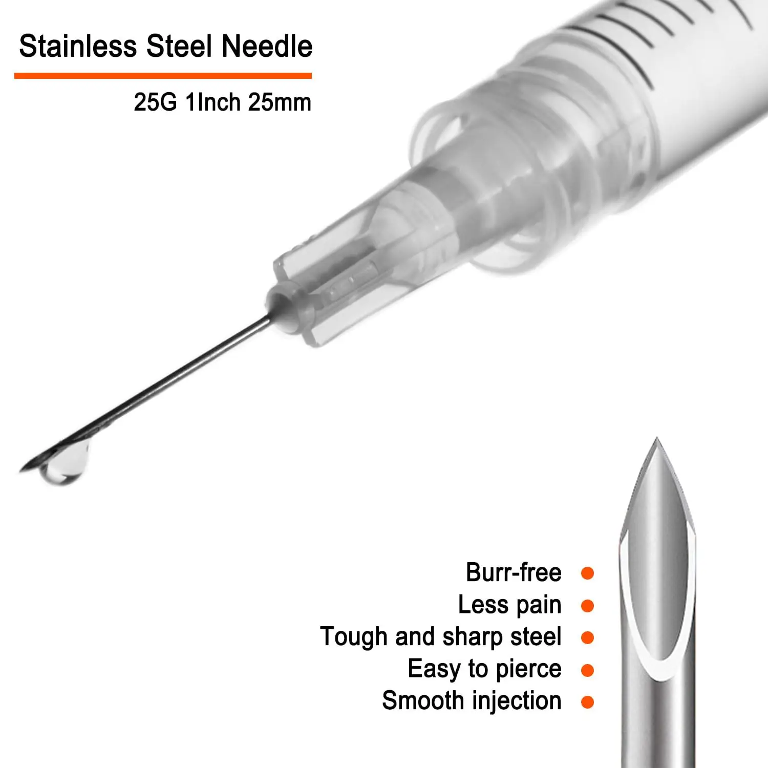 100 حزمة 1 مل 1 سي سي حقنة قفل لور مع إبرة 25 جرام 1 بوصة معقمة معبأة بشكل فردي للتوزيع الصناعي والمختبرات العلمية