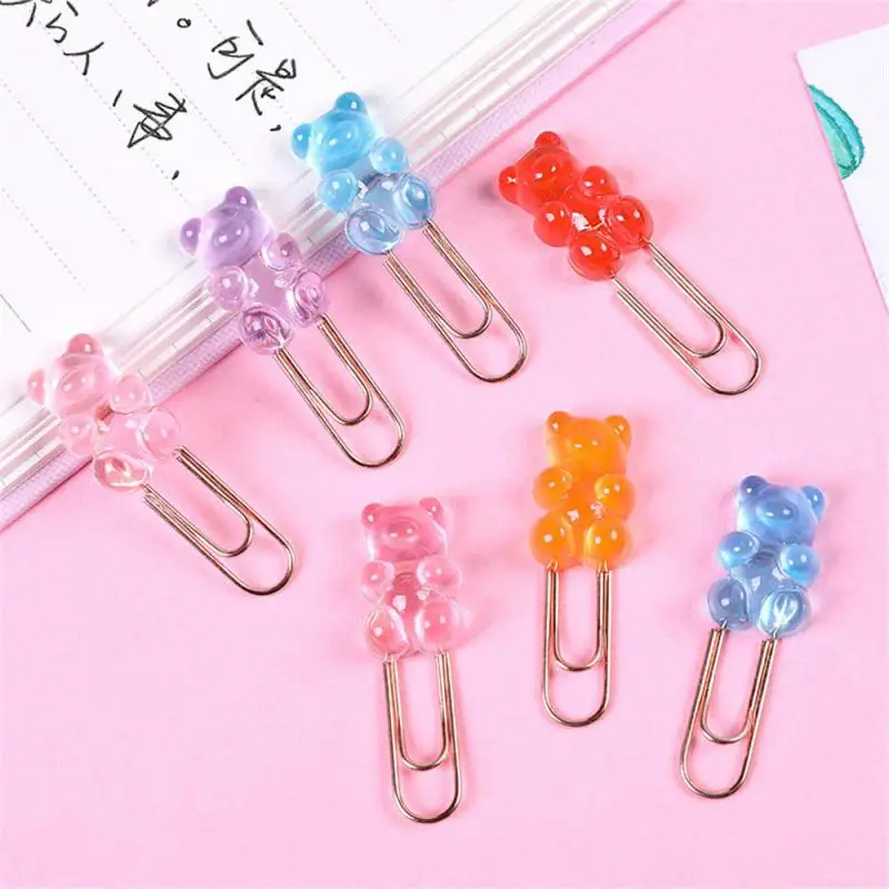 Cute Bear Metal Paper Clip Office School Supply Stationery Photo Decorative Kawaii Gift Cartoon organizer holder Bookmark